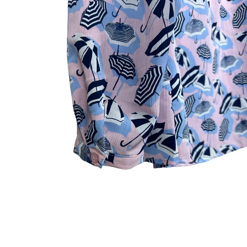 Kim Rogers Umbrella V Neck Button Up Long Rolled Sleeve‎ Blouse Size XLarge - Picture 7 of 7